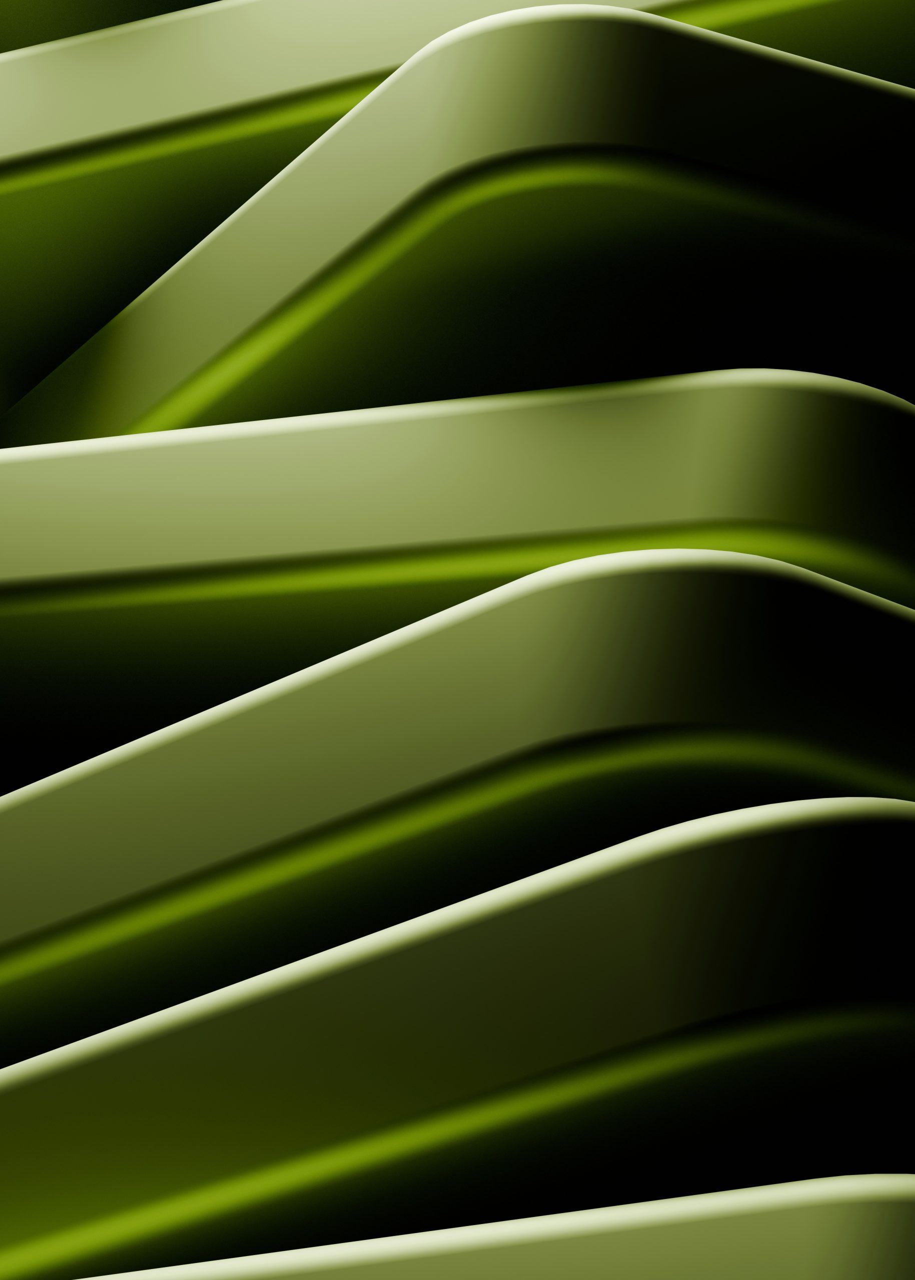 Abstract flowing green light and shapes