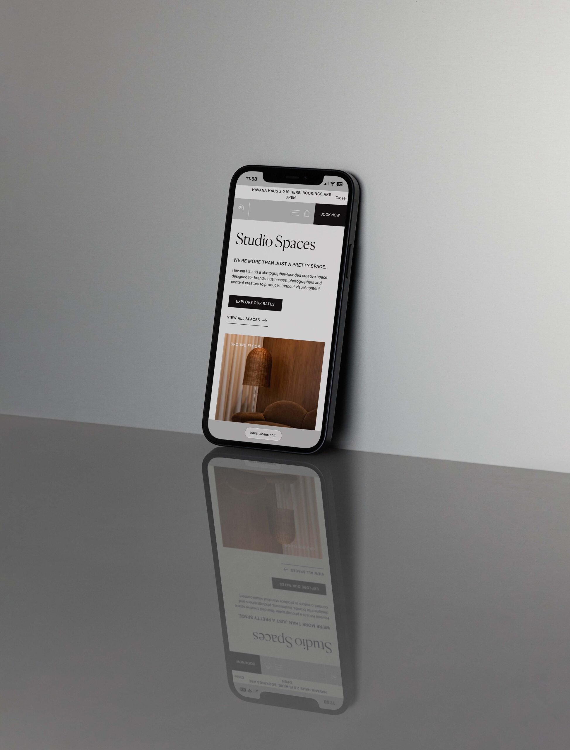 Havana Haus website shown on a mobile phone