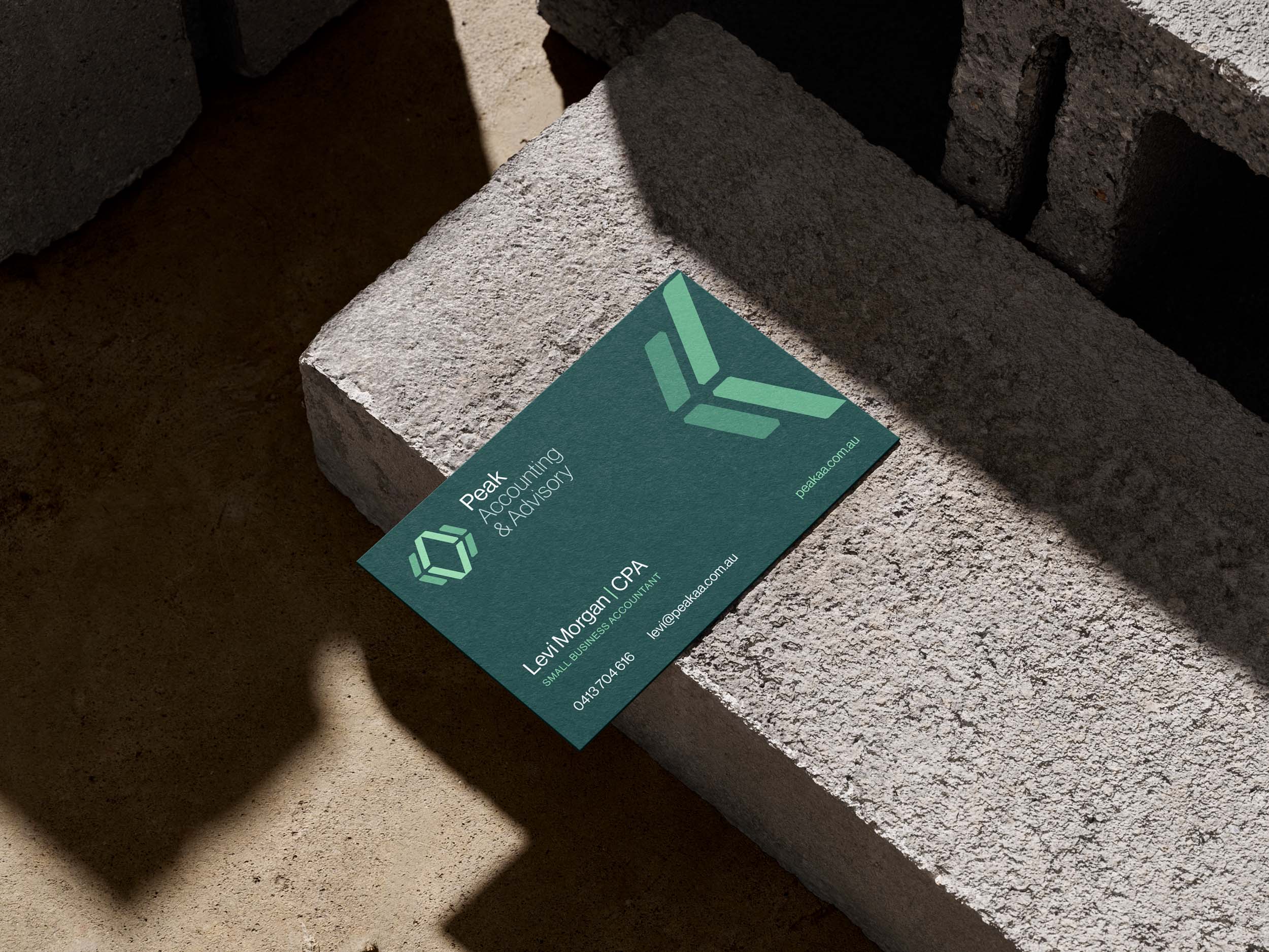 Peak Accounting & Advisory business card mockup